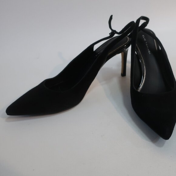 Womens Elie Tahari Black Suede Pointy Slingback Heels Pumps 38.5 US/8.5 - Picture 3 of 11